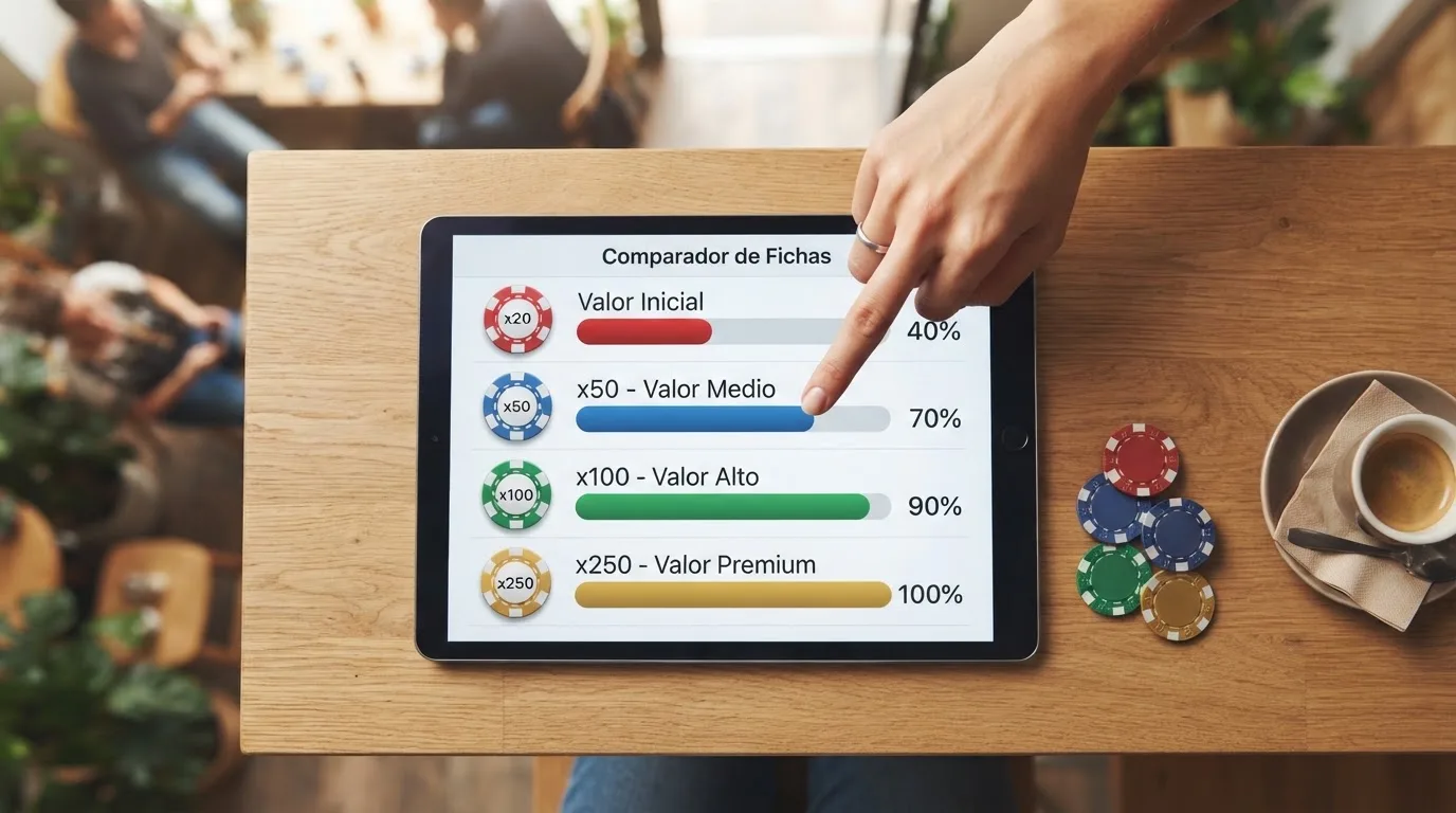 Una tabla comparativa con los logotipos y condiciones principales de varios casinos online con licencia española