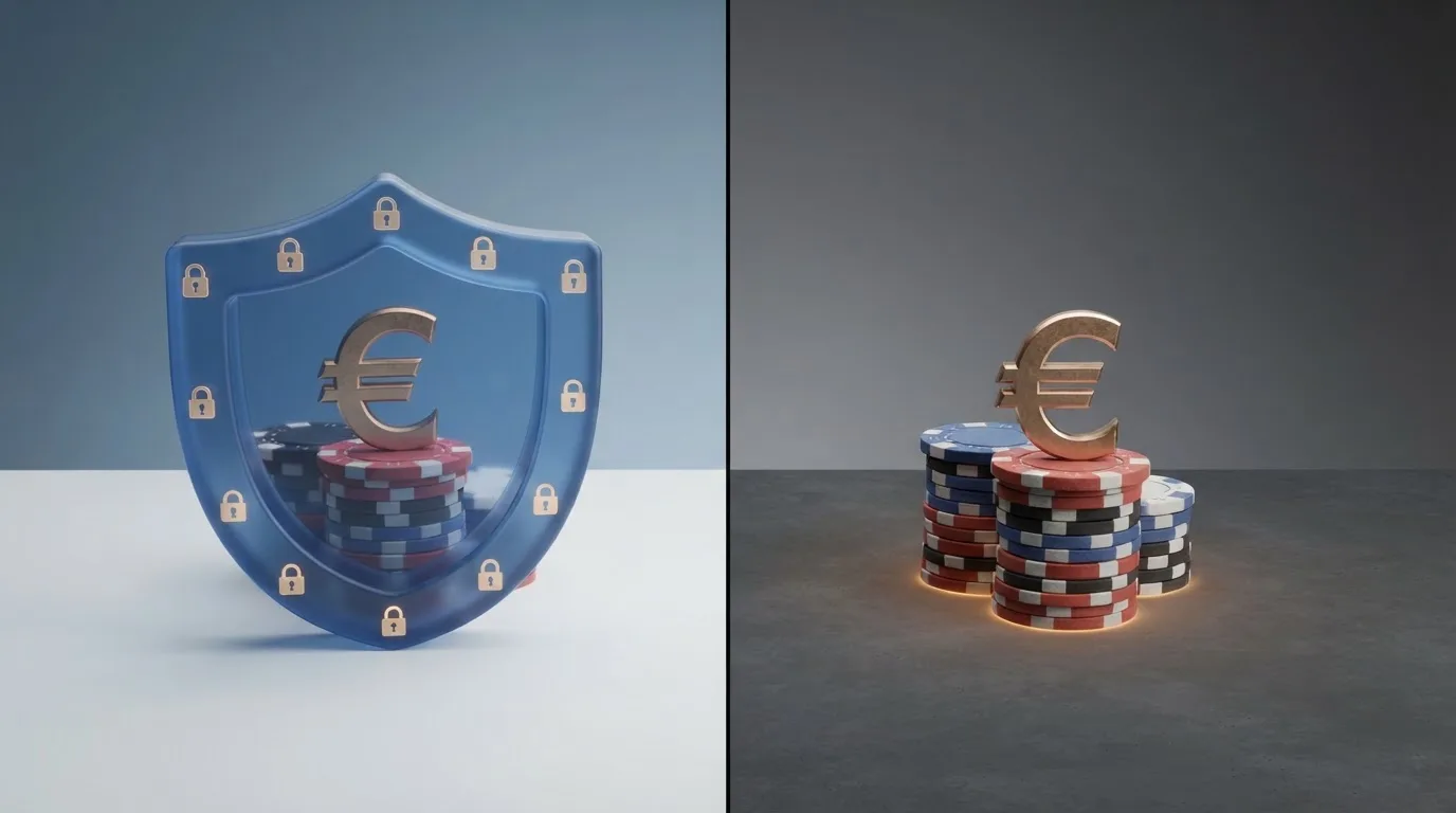 Esquema visual de las diferencias de protección entre un casino con licencia DGOJ y uno sin ella