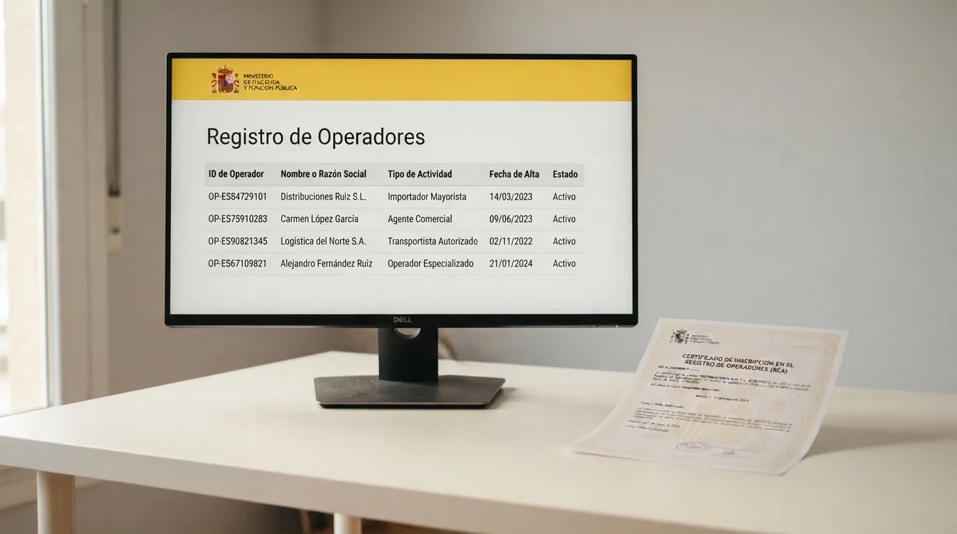 Pantalla de ordenador mostrando el portal ordenacionjuego.es con el listado de operadores autorizados, junto a un documento oficial con el escudo de España.