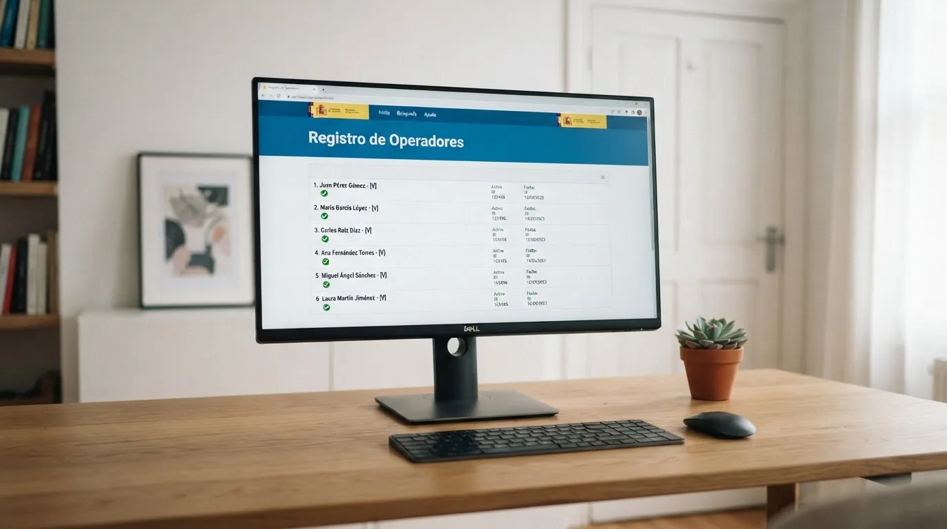Pantalla de ordenador mostrando el sitio web de la DGOJ con el registro público de operadores licenciados abierto