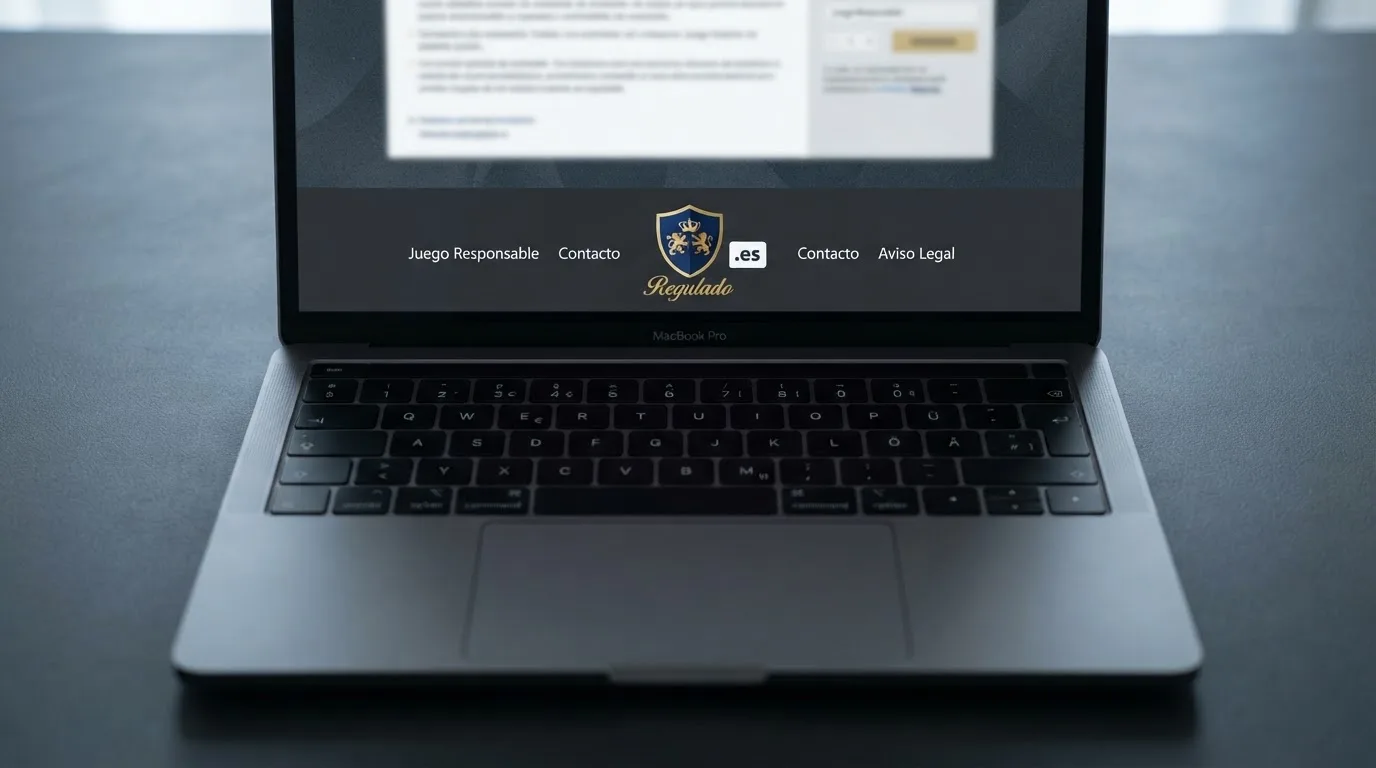 Detalle del pie de página de un casino online español donde se ven el sello de la DGOJ y el dominio .es
