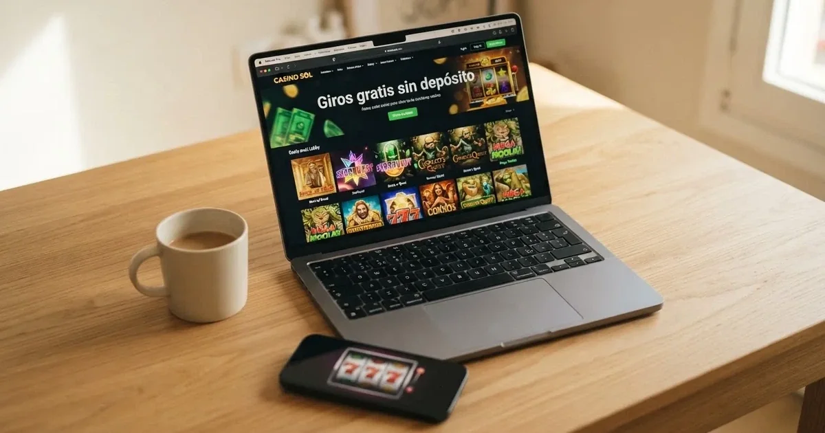 Pantalla de un casino online español mostrando una promoción de giros gratis sin depósito