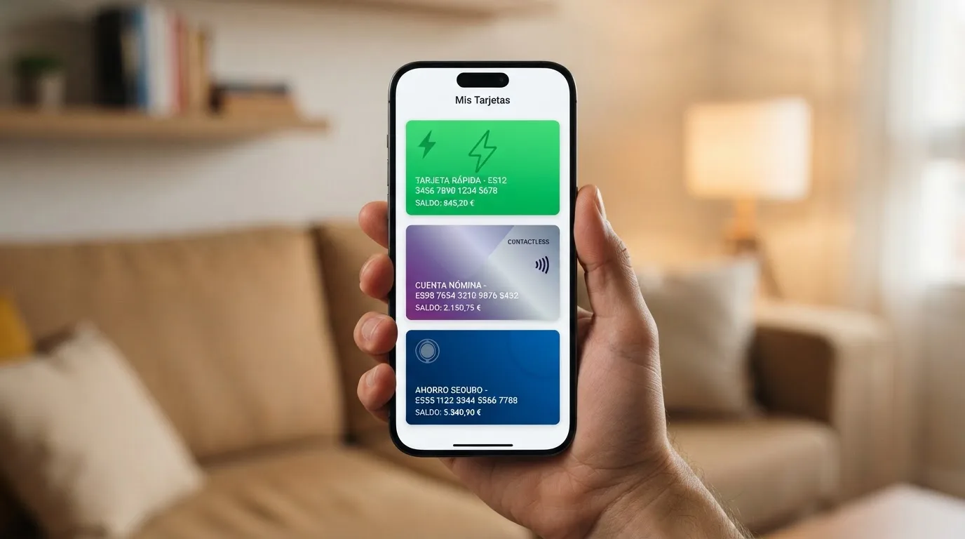 Un teléfono móvil con las pantallas de Bizum, Apple Pay y PayPal superpuestas, mostrando la interfaz de cada método de pago